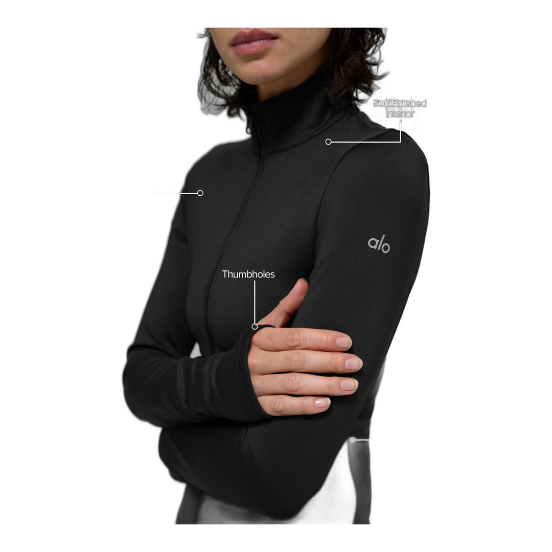 alo Airlift Winter Warm Radiant Full-Zip Jacket - Black by Alo Yoga