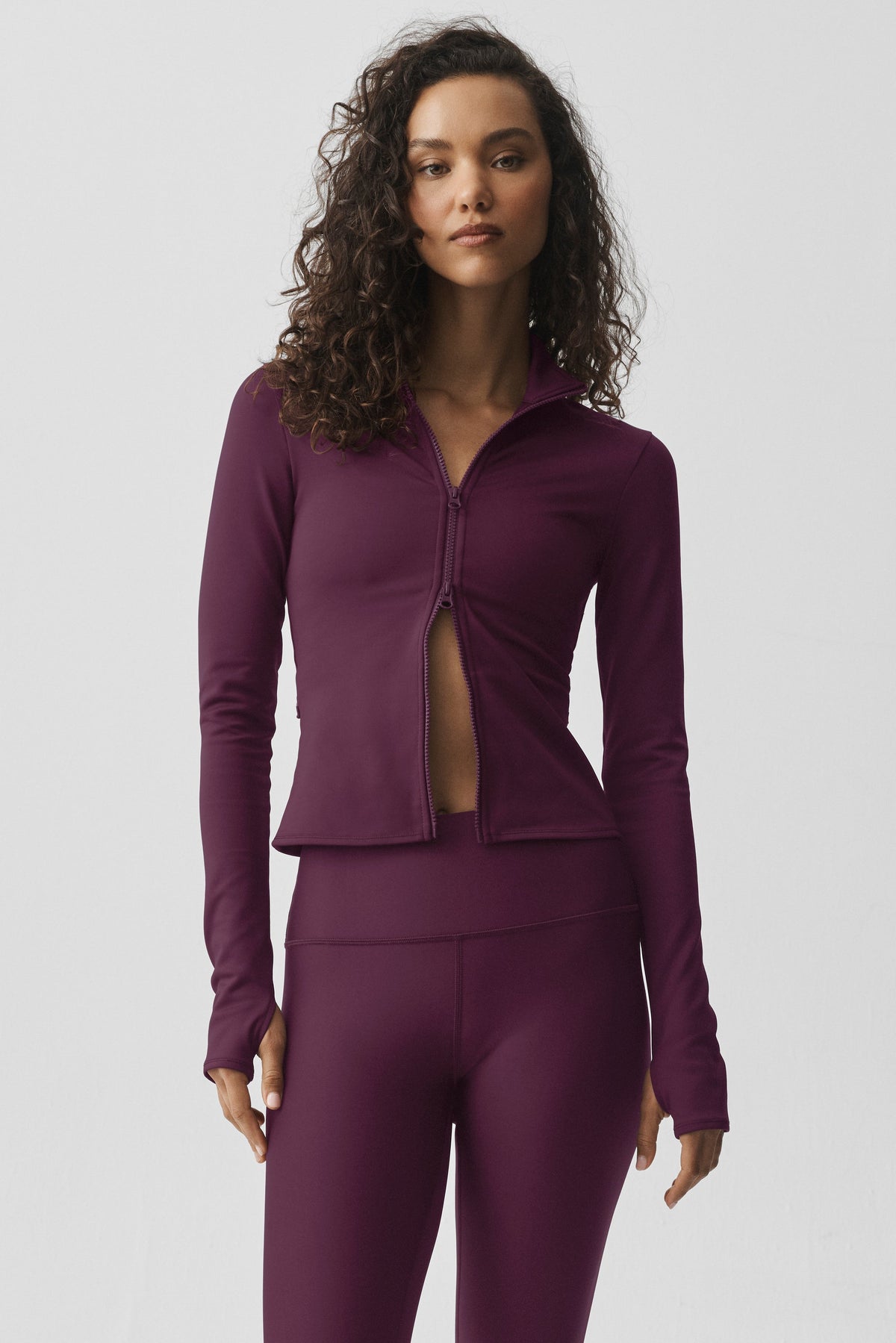 Alo Yoga Airlift Winter Warm Radiant Full-Zip Jacket in Rich Bordeaux, product image 3 of 6