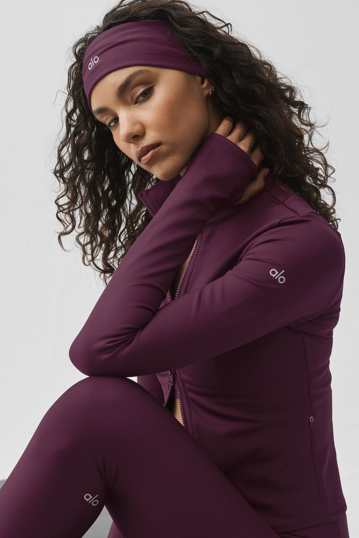 Alo Yoga Airlift Winter Warm Radiant Full-Zip Jacket in Rich Bordeaux, product image 5 of 6