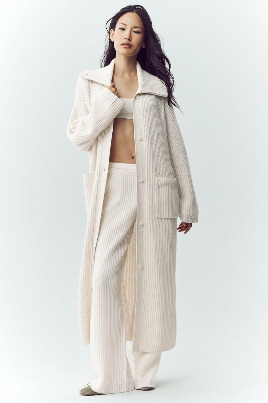 Cashmere Northstar Long Cardigan - Ivory (W4673P)