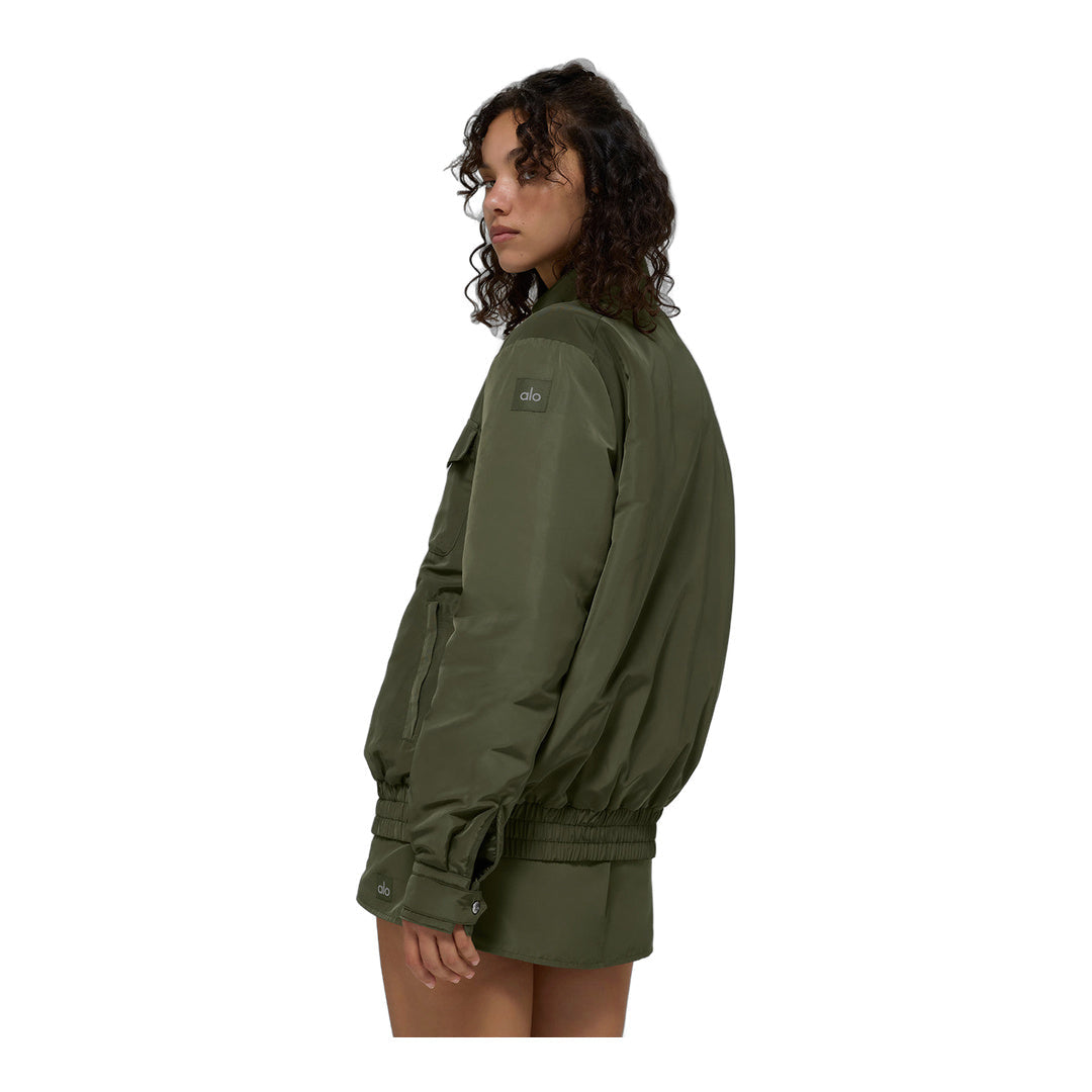 alo Work It Bomber - Green Olive by Alo Yoga