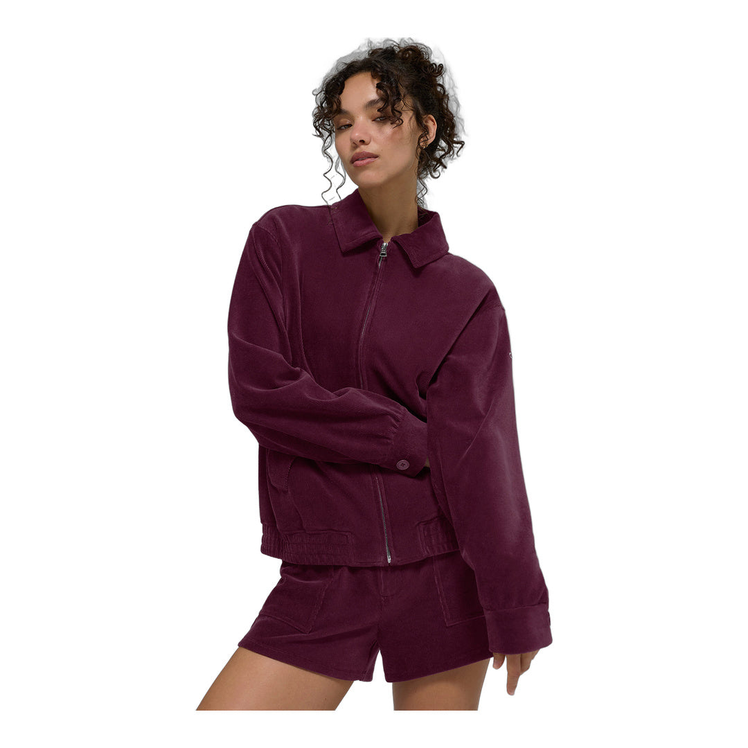 alo Micro Corduroy On Duty Jacket - Burgundy by Alo Yoga