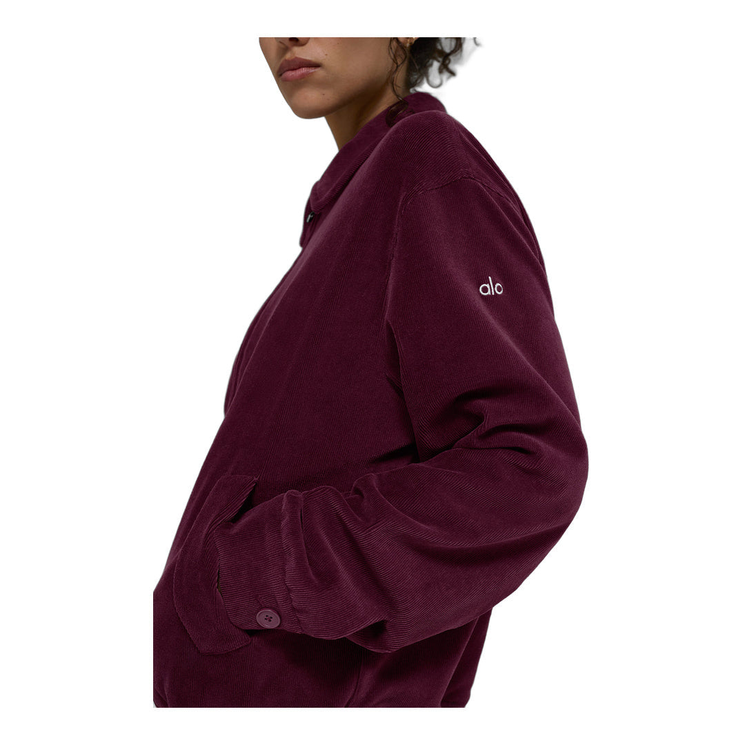 alo Micro Corduroy On Duty Jacket - Burgundy by Alo Yoga