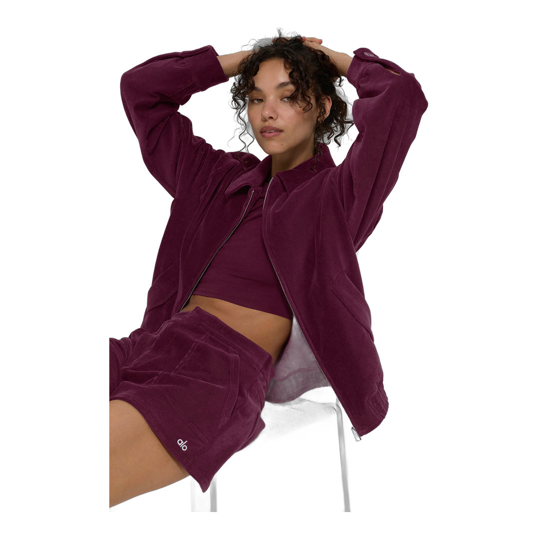 alo Micro Corduroy On Duty Jacket - Burgundy by Alo Yoga