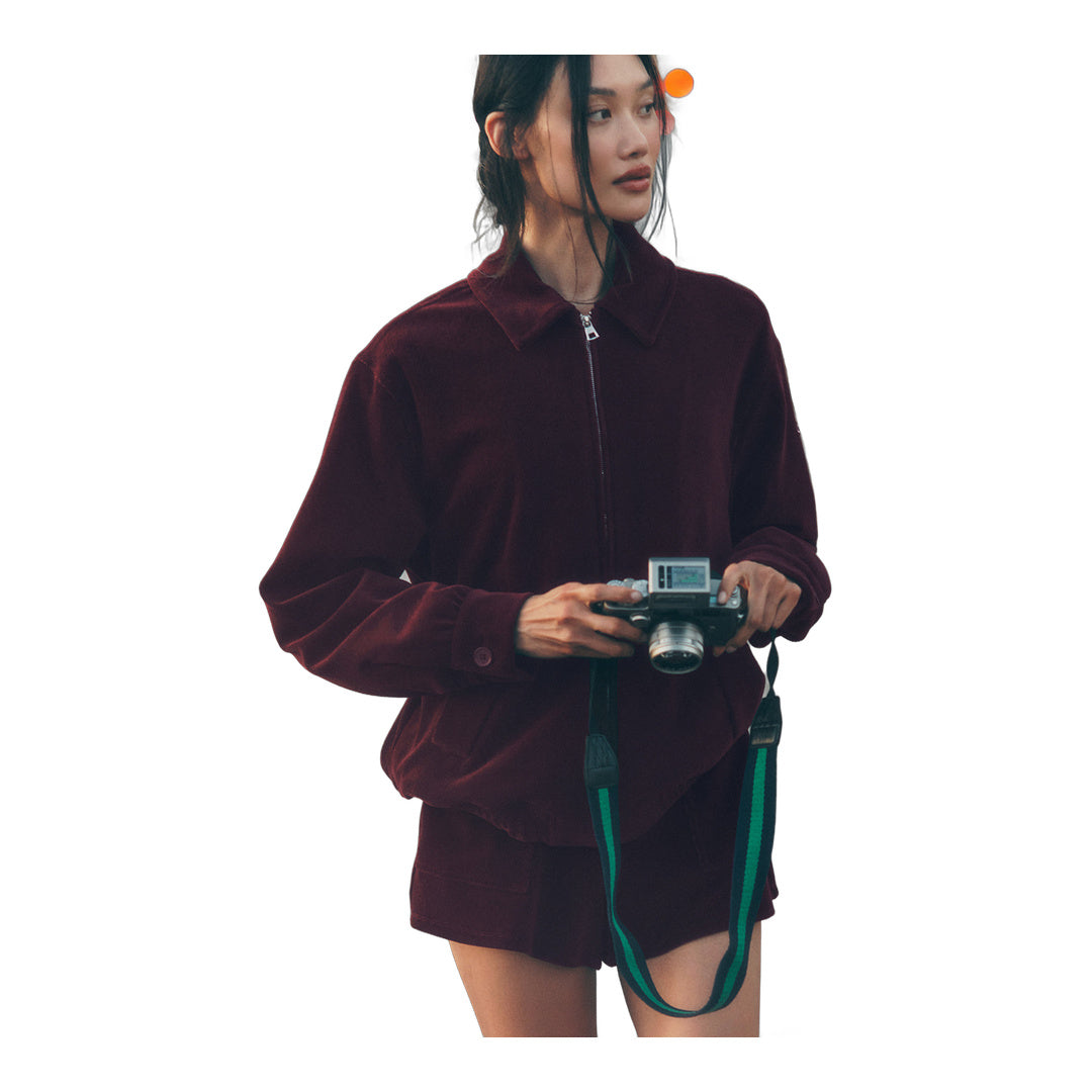 alo Micro Corduroy On Duty Jacket - Burgundy by Alo Yoga