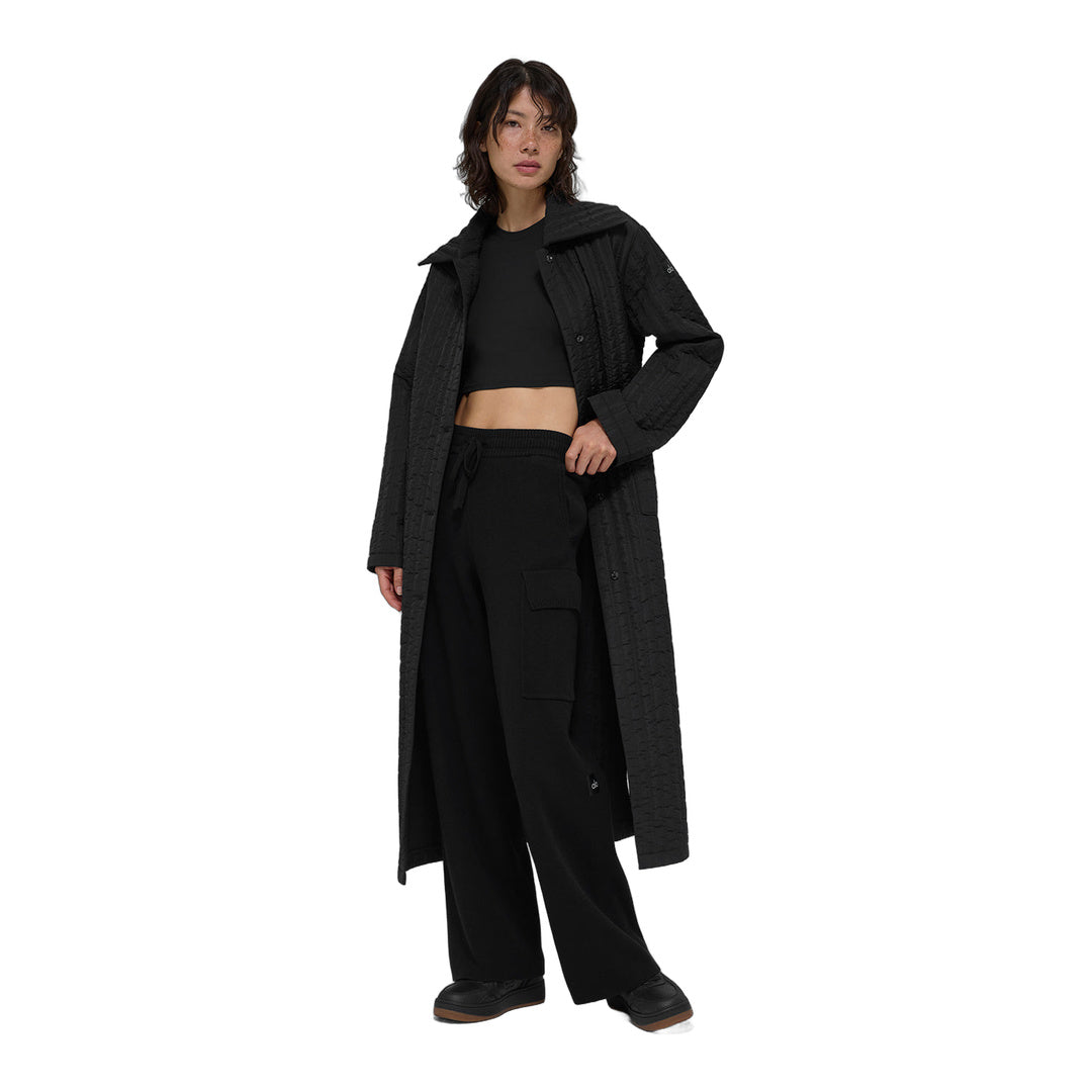 alo Quilted Skyline Long Coat - Black by Alo Yoga