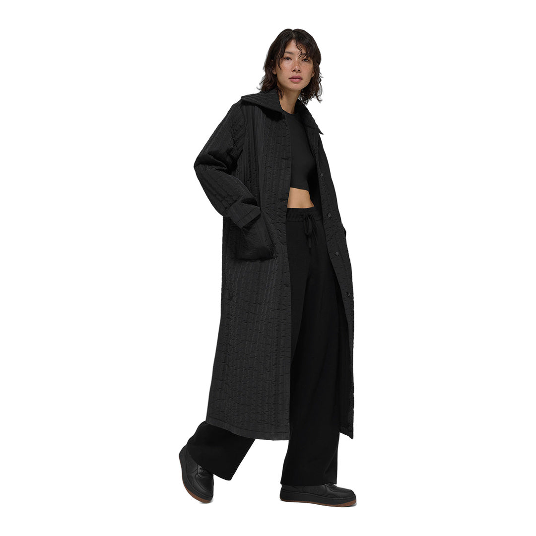 alo Quilted Skyline Long Coat - Black by Alo Yoga