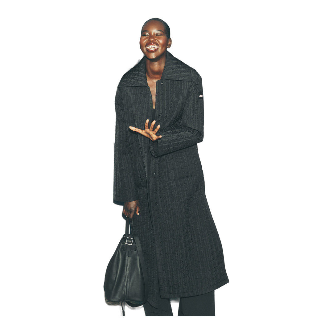 alo Quilted Skyline Long Coat - Black by Alo Yoga