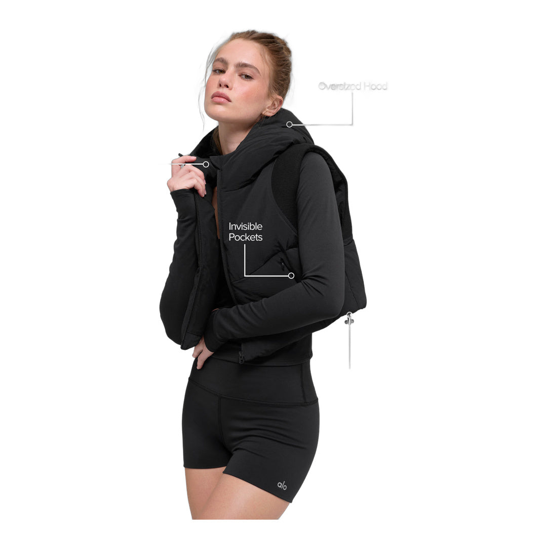 alo Fast Lane Puffer Vest - Black by Alo Yoga