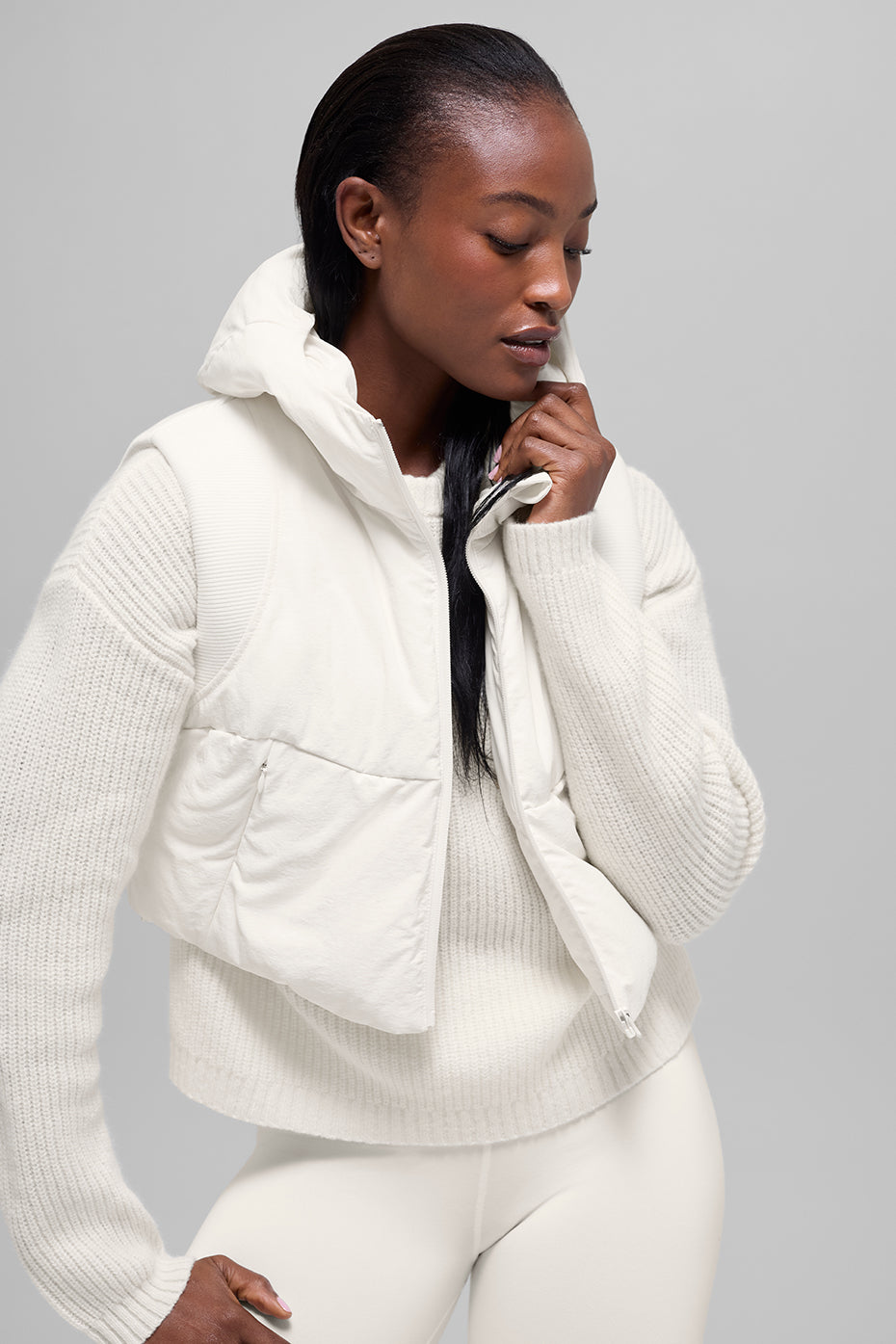 Fast Lane Puffer Vest - Ivory (W4708R)
