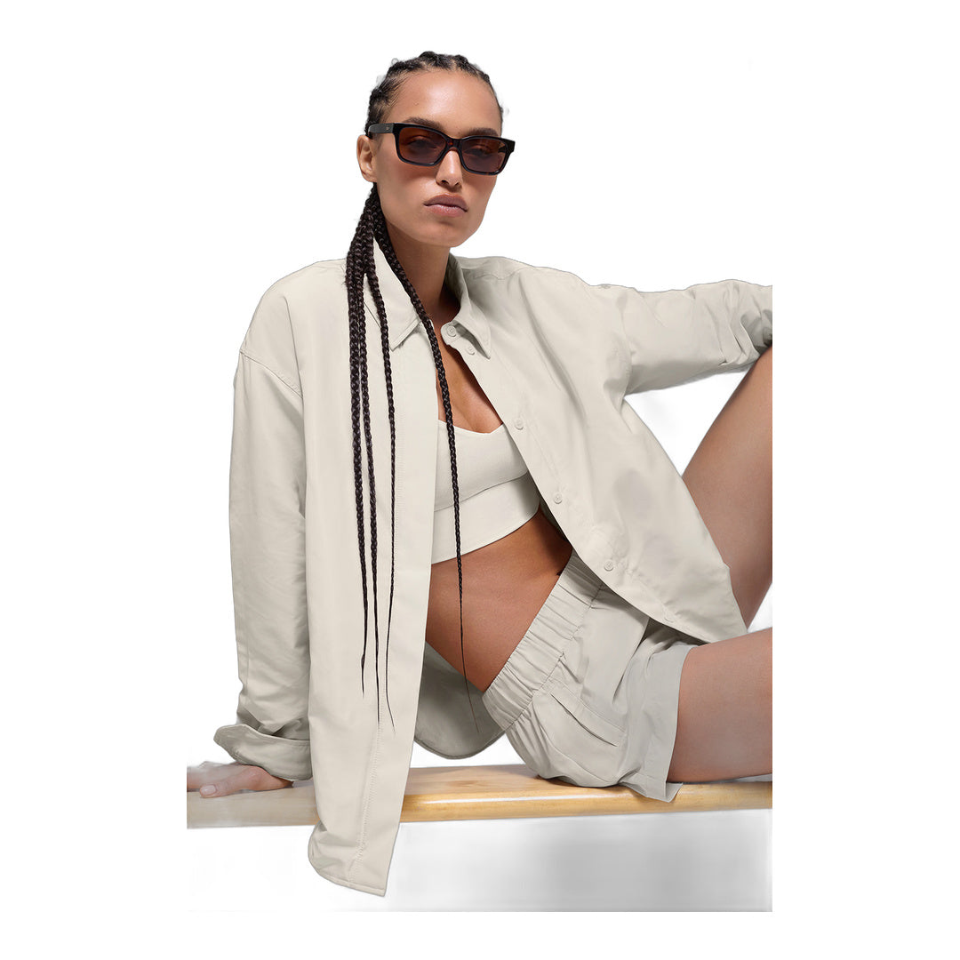 alo Socialite Shacket - Bone by Alo Yoga