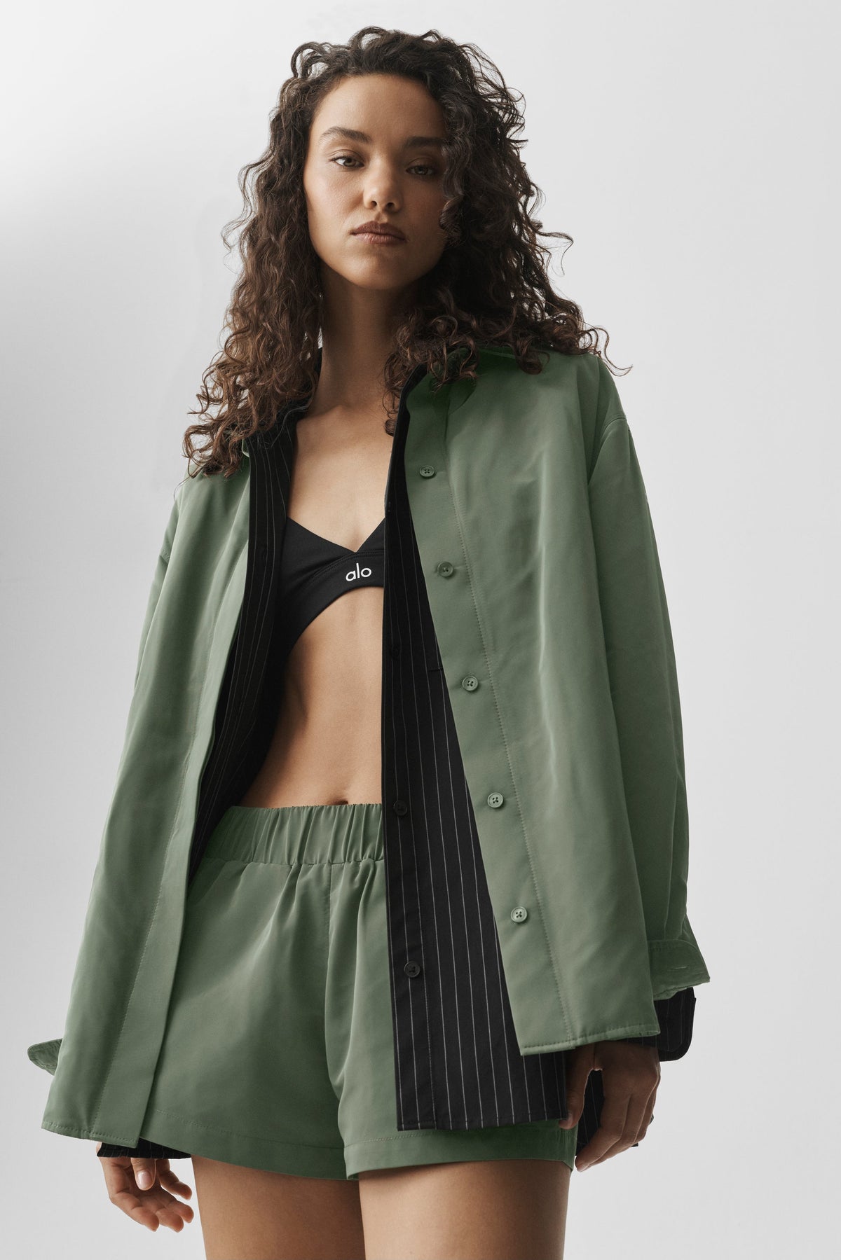 Alo Yoga Socialite Shacket in Bamboo Green, product image 3 of 6