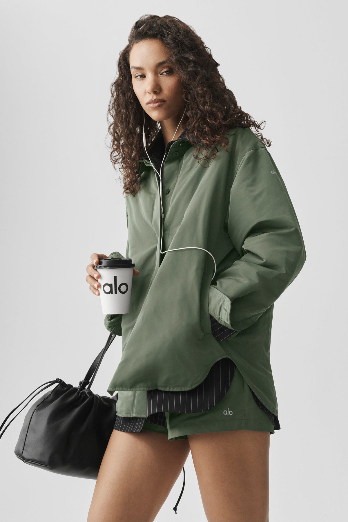 Alo Yoga Socialite Shacket in Bamboo Green, product image 5 of 6