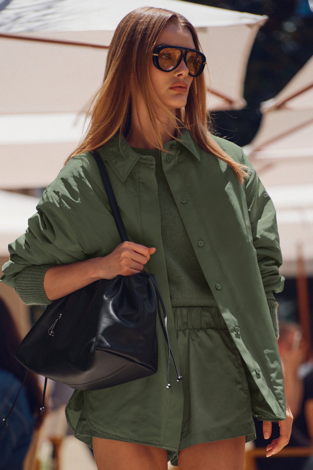 Alo Yoga Socialite Shacket in Bamboo Green
