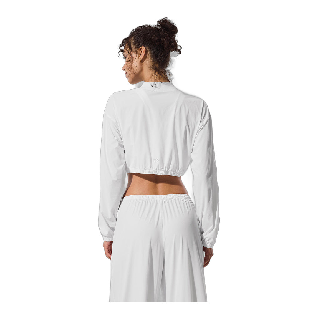 alo Cropped Breezy Full-Zip Cover Up - White by Alo Yoga