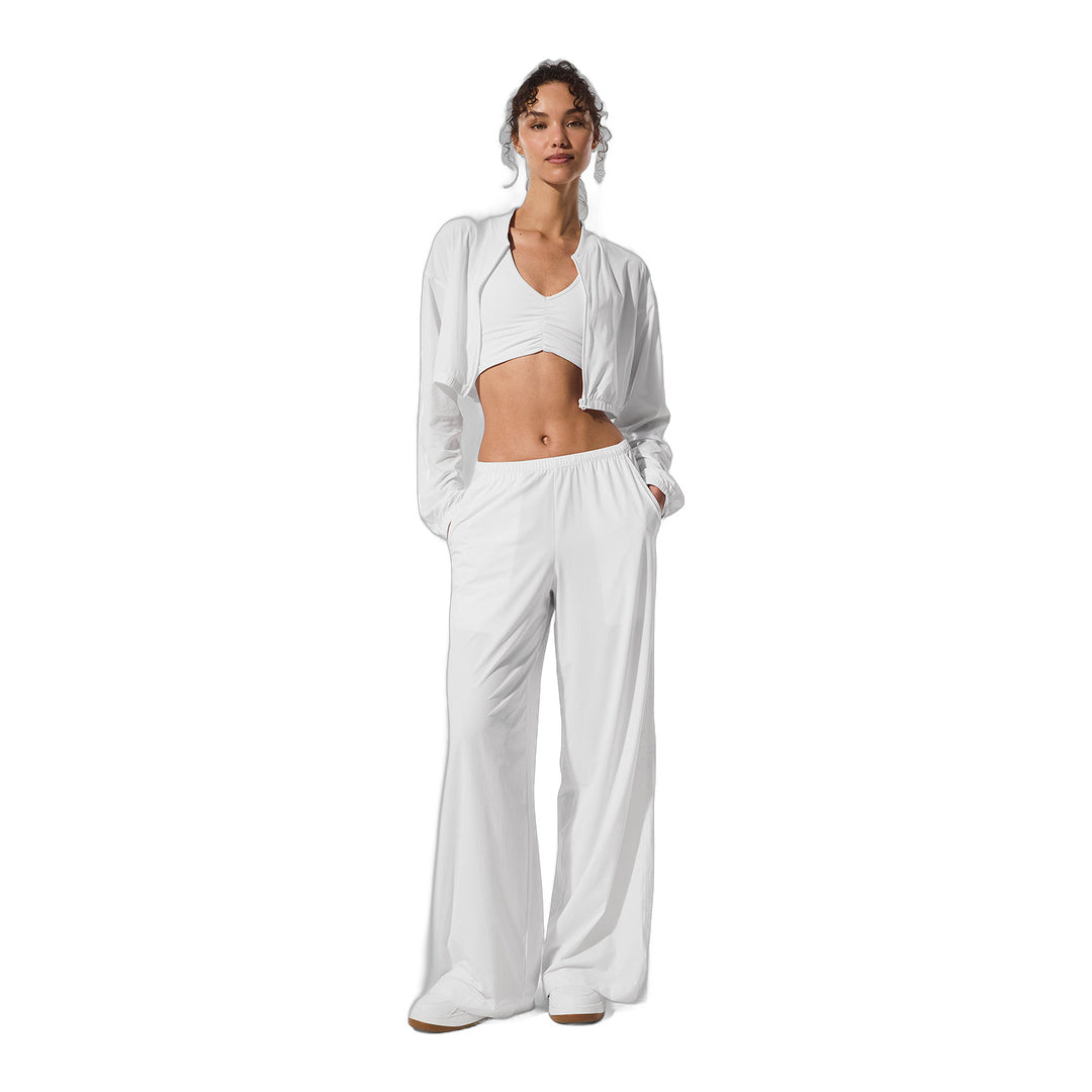 alo Cropped Breezy Full-Zip Cover Up - White by Alo Yoga