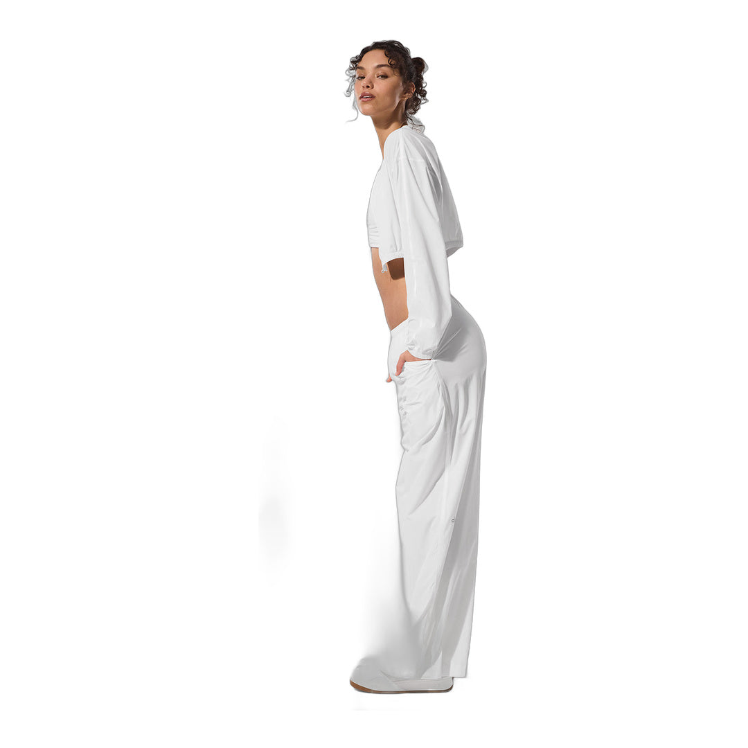 alo Cropped Breezy Full-Zip Cover Up - White by Alo Yoga
