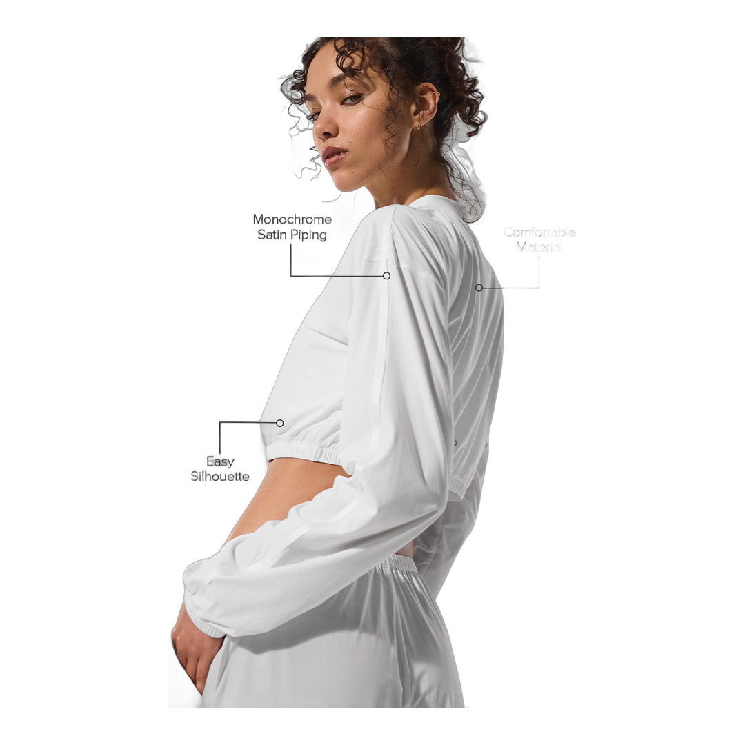 alo Cropped Breezy Full-Zip Cover Up - White by Alo Yoga