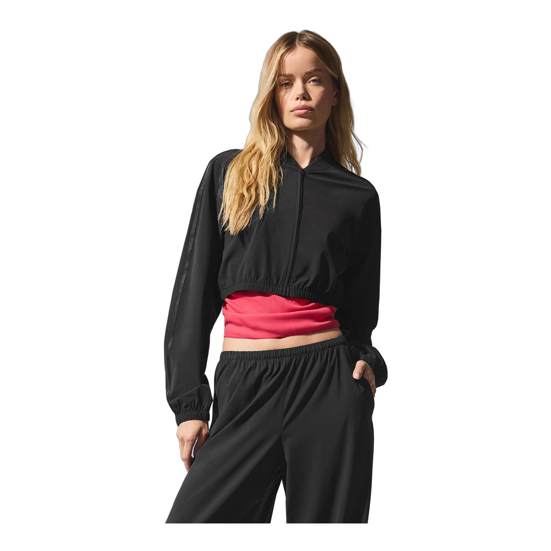 alo Cropped Breezy Full-Zip Cover Up - Black by Alo Yoga