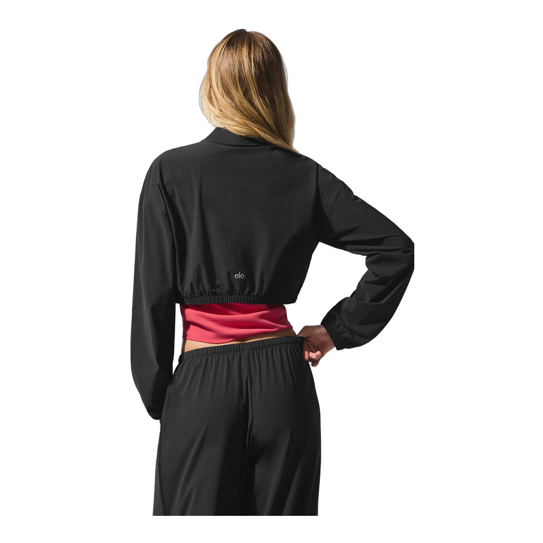 alo Cropped Breezy Full-Zip Cover Up - Black by Alo Yoga