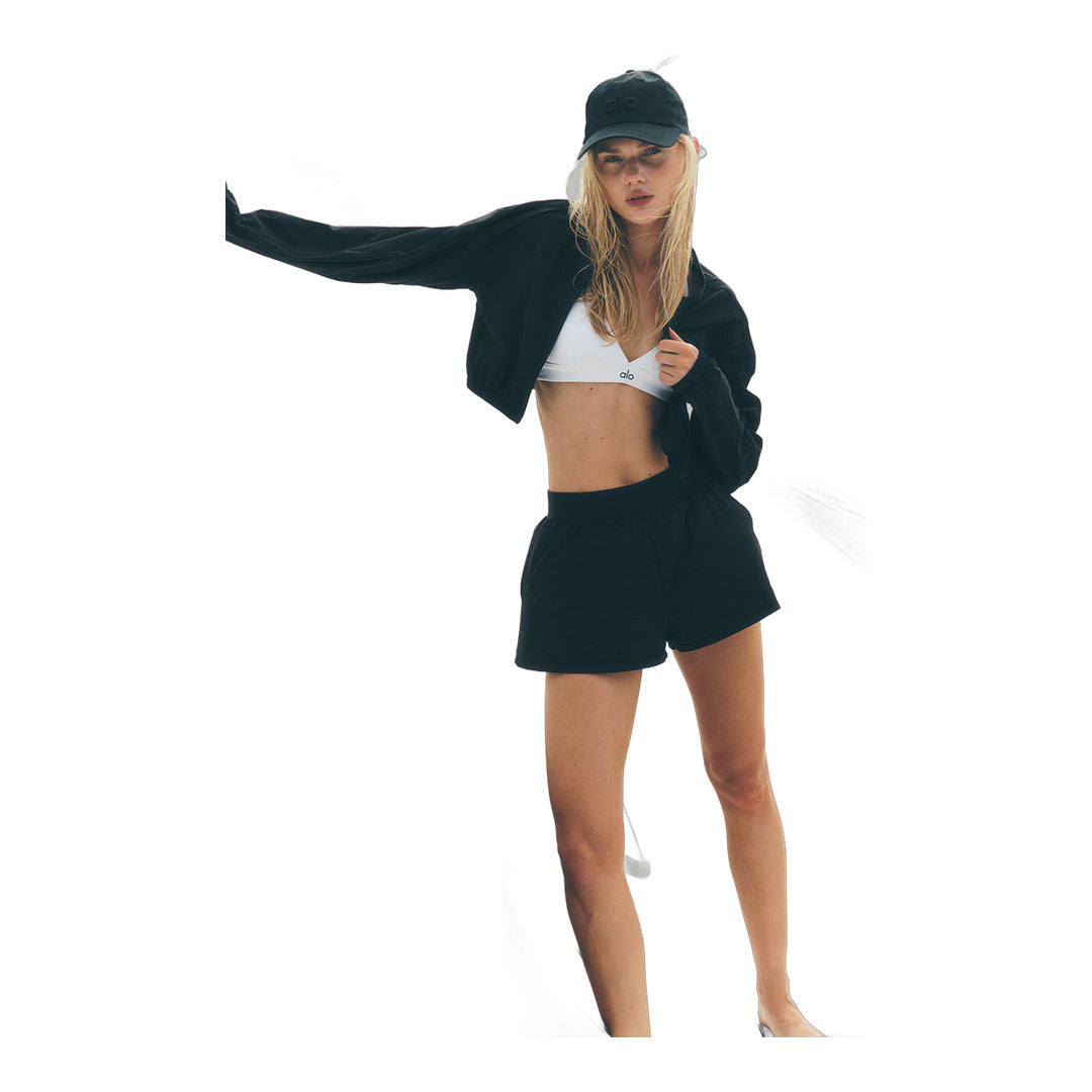 alo Cropped Breezy Full-Zip Cover Up - Black by Alo Yoga