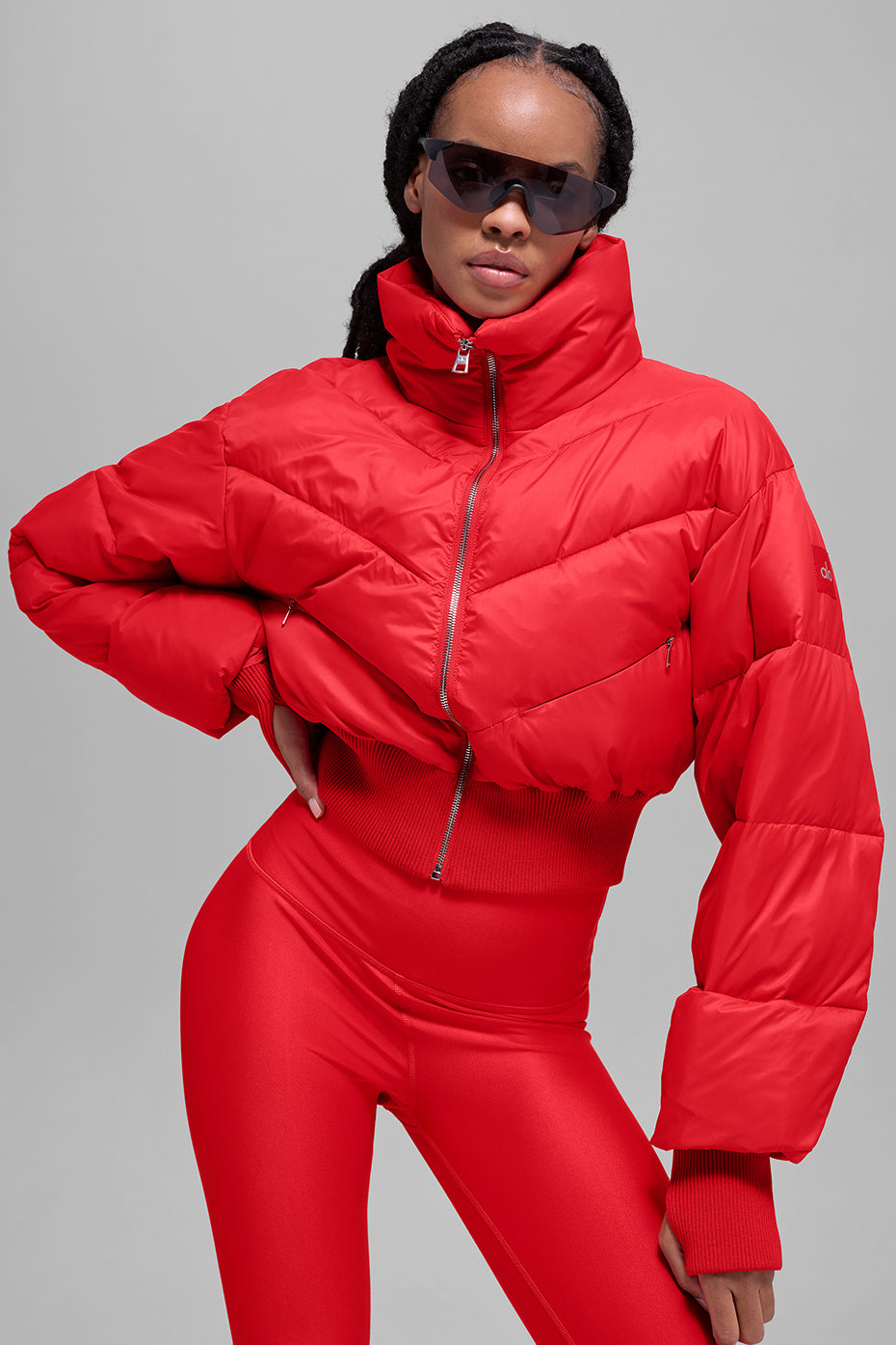 Cropped Atmosphere Puffer - Bright Red (W4739R)