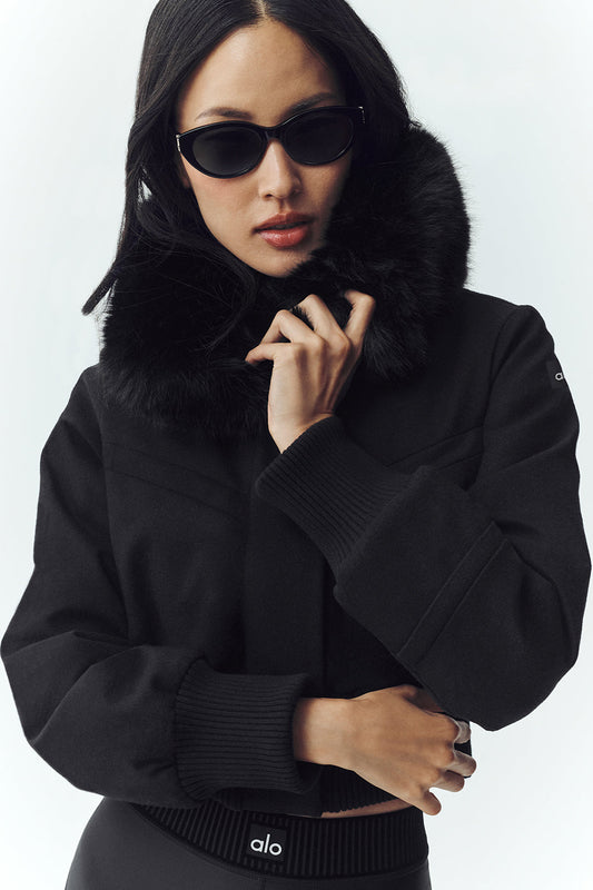 Wool Blend Bunny Slope Jacket - Black (W4762P)