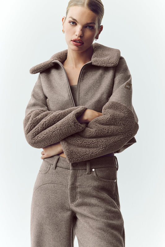 Wool Blend Nightfall Bomber - Alpine Cocoa Heather (W4768P)