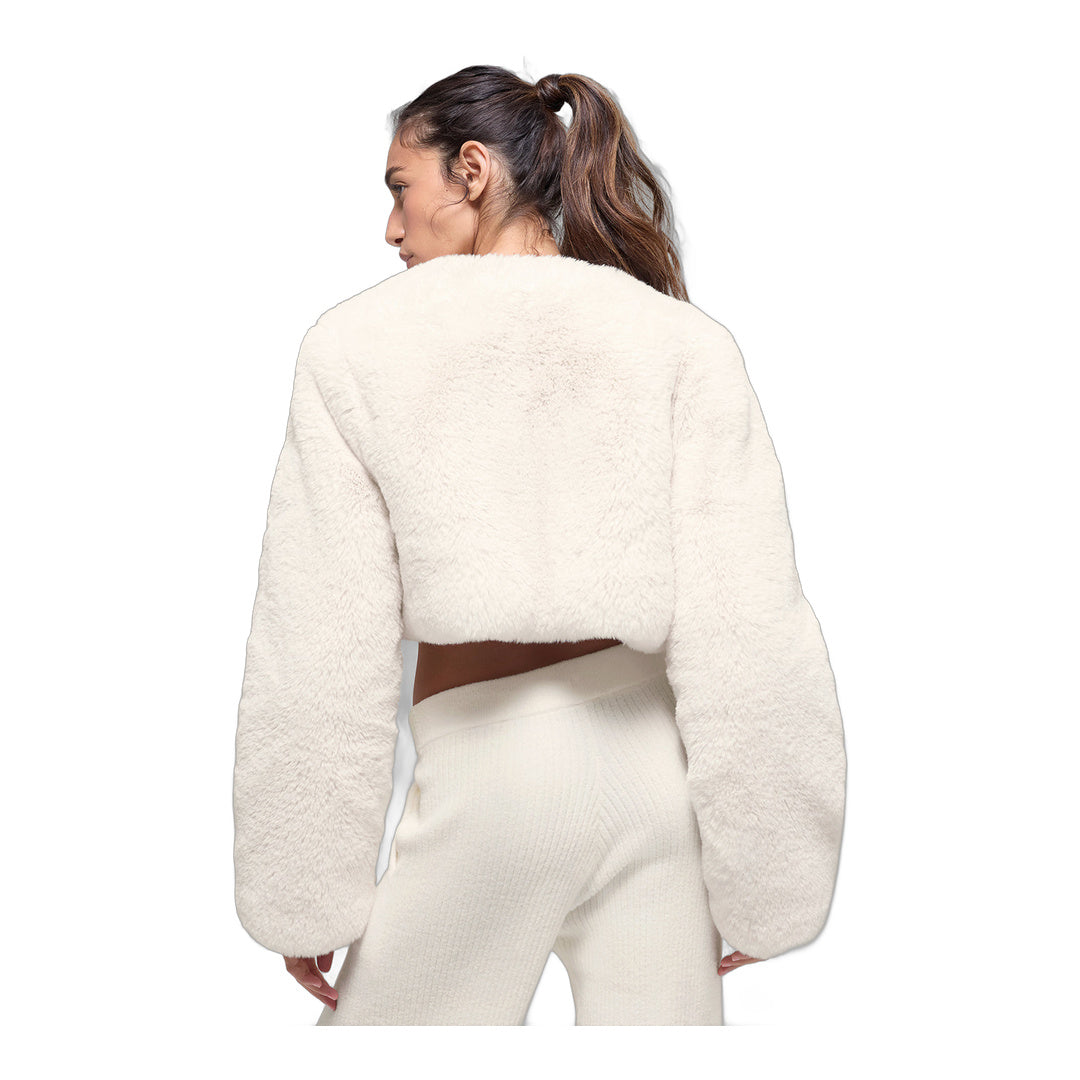 alo Faux Fur Chic Cropped Jacket - Ivory by Alo Yoga