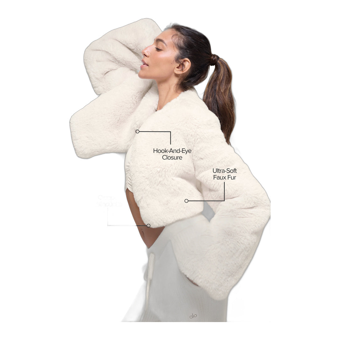 alo Faux Fur Chic Cropped Jacket - Ivory by Alo Yoga