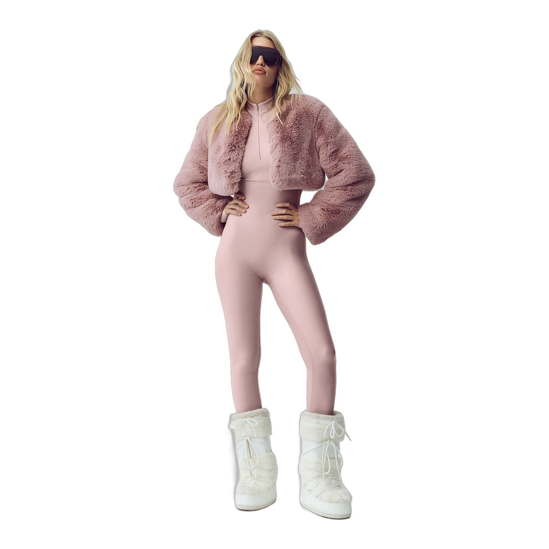 alo Faux Fur Chic Cropped Jacket - Pink Champagne by Alo Yoga