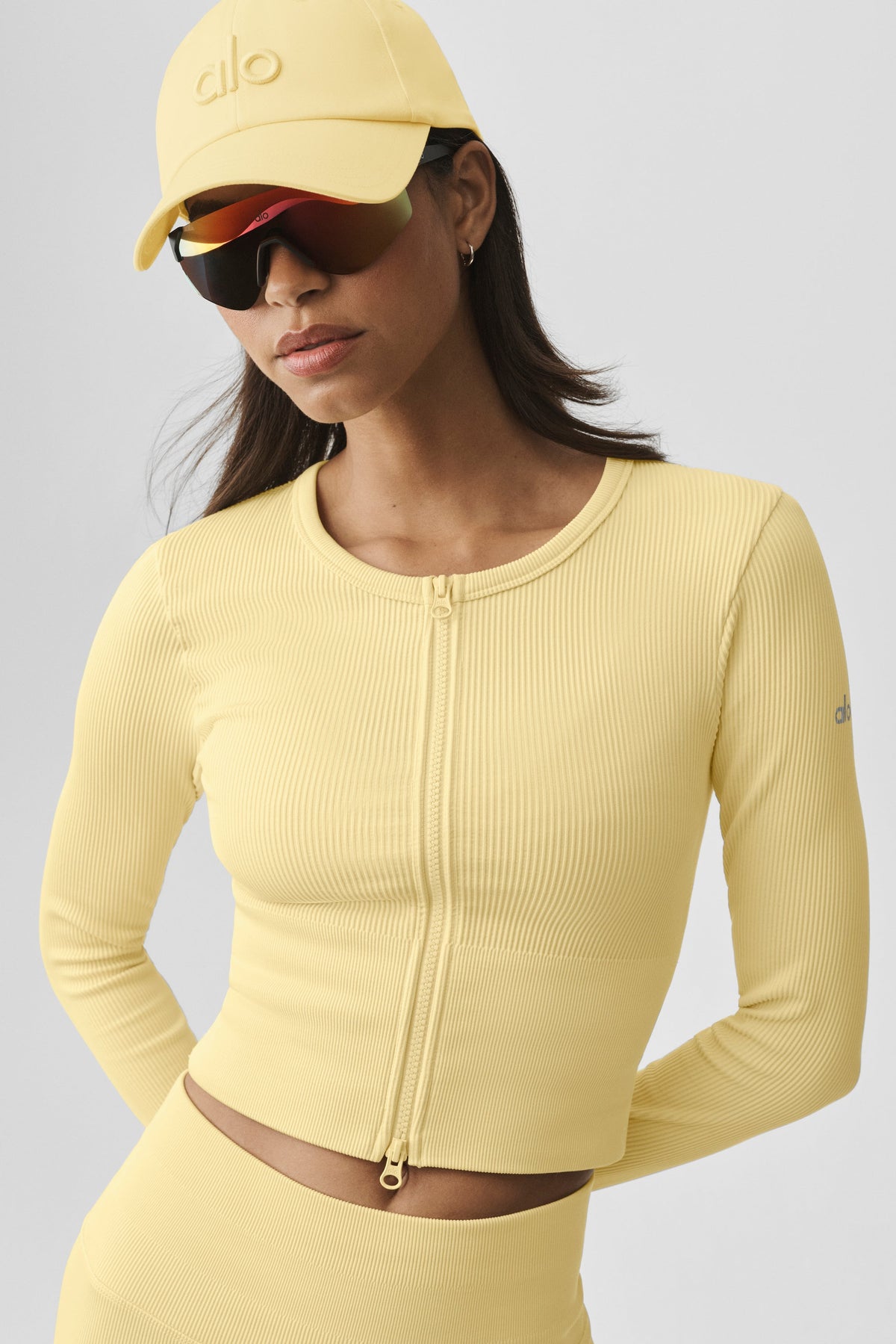 Alo Yoga Seamless Ribbed Favorite Jacket in Warm Butter, product image 4 of 5
