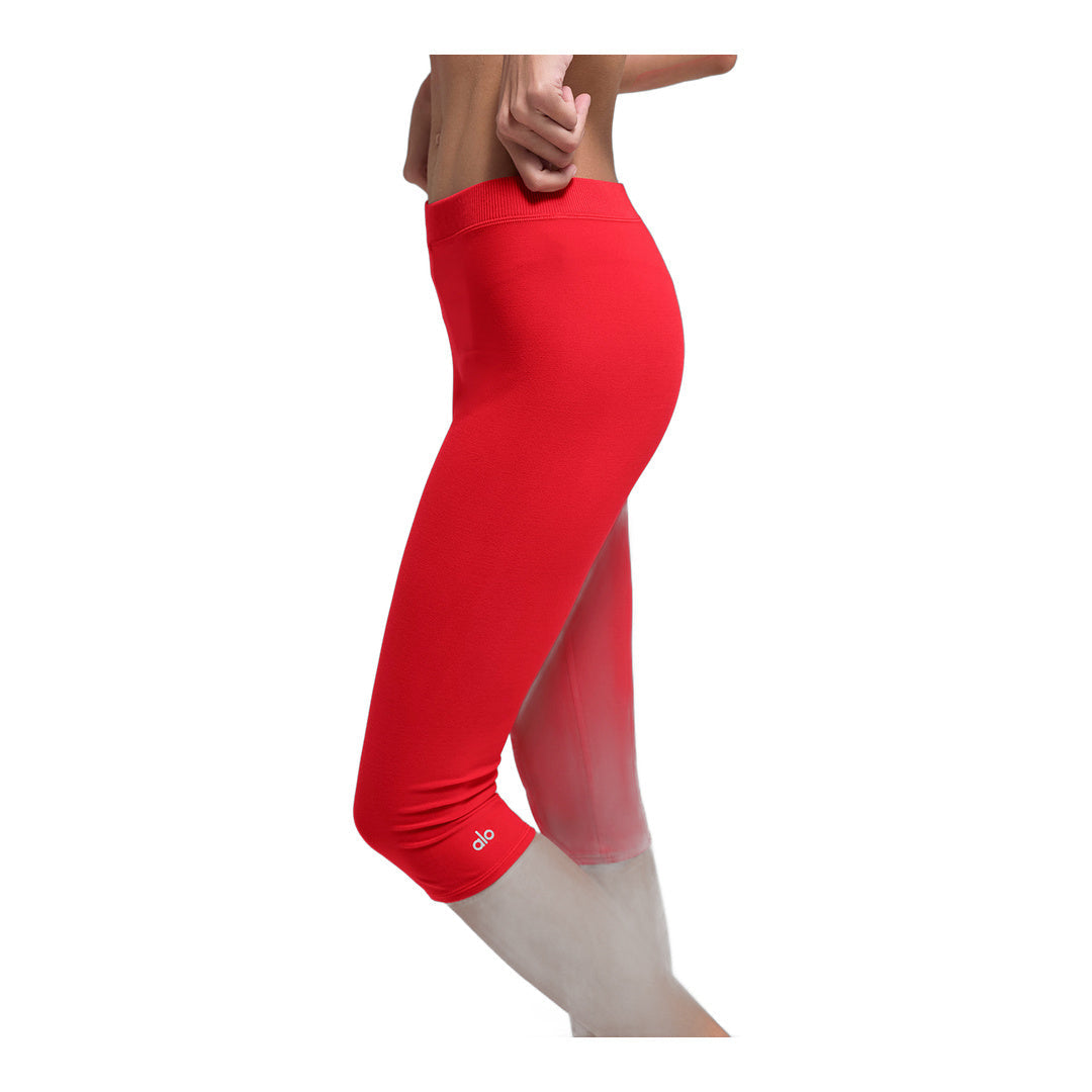 alo Alosoft High-Waist Iconic 90's Capri - Bright Red by Alo Yoga