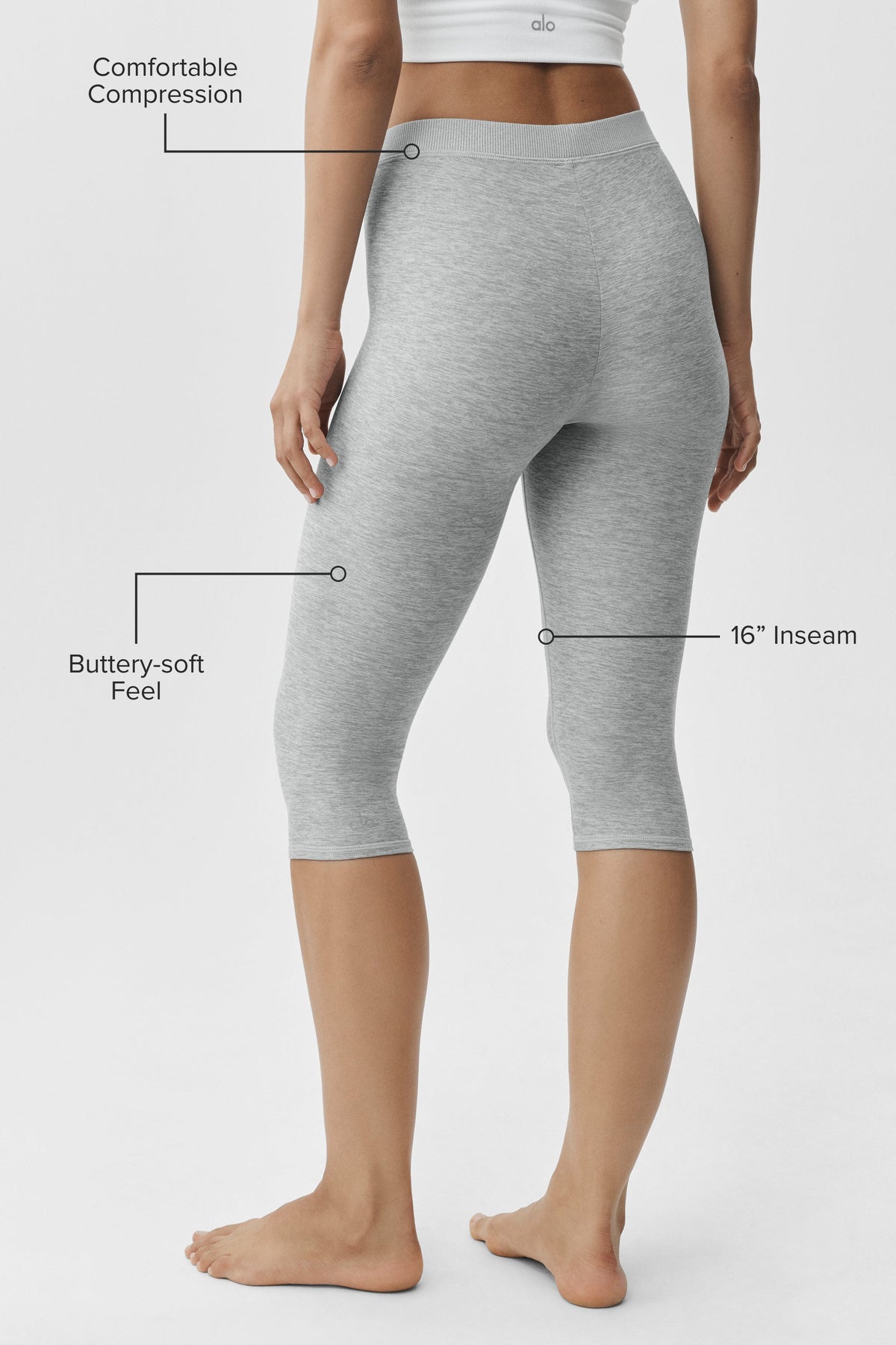 Alo Yoga Alosoft High-Waist Iconic 90's Capri in Vintage Athletic Heather, product image 2 of 5