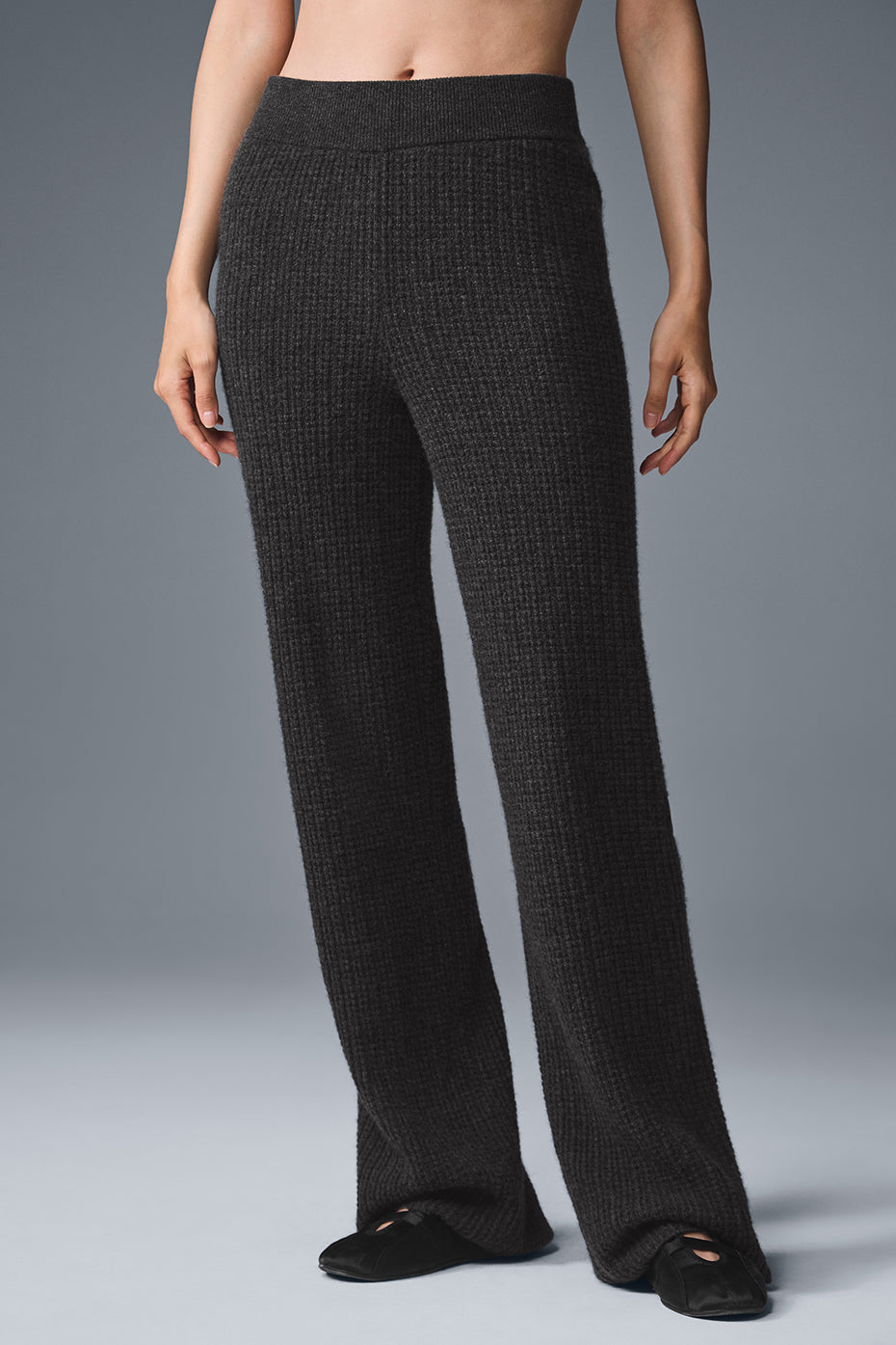Cashmere High-Waist Plush Waffle Pant - Dark Heather Grey (W51286R)