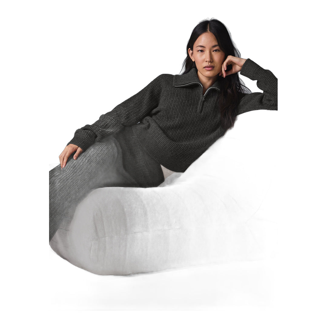 alo Cashmere High-Waist Plush Waffle Pant - Dark Heather Grey by Alo Yoga