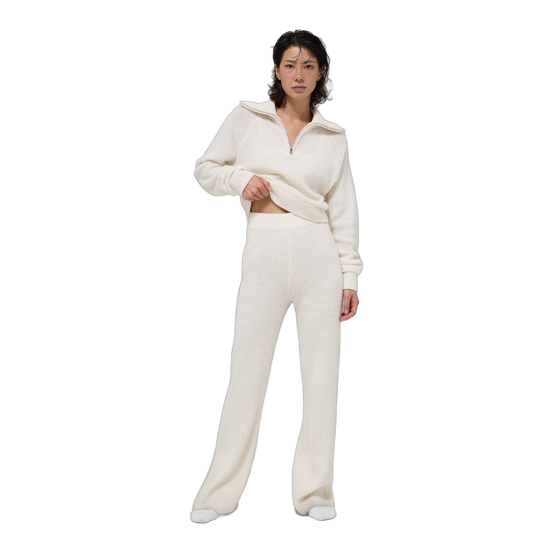 alo Cashmere High-Waist Plush Waffle Pant - Ivory by Alo Yoga