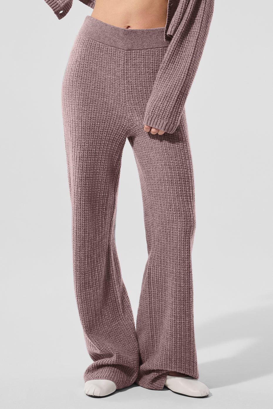 Cashmere High-Waist Plush Waffle Pant - Mushroom Heather (W51286R)