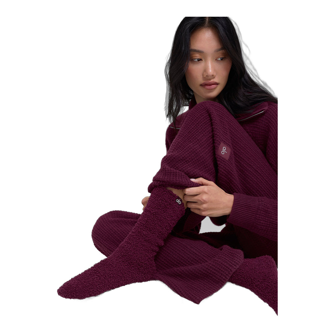 alo Women's Plush Lush Sock - Burgundy by Alo Yoga
