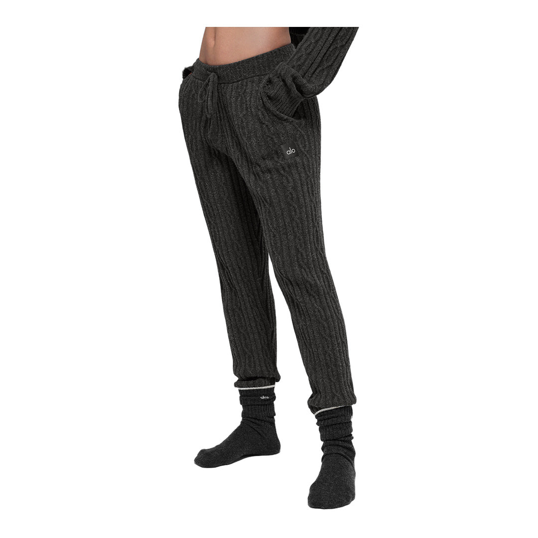 alo Cable Knit Winter Bliss Pant - Dark Heather Grey by Alo Yoga