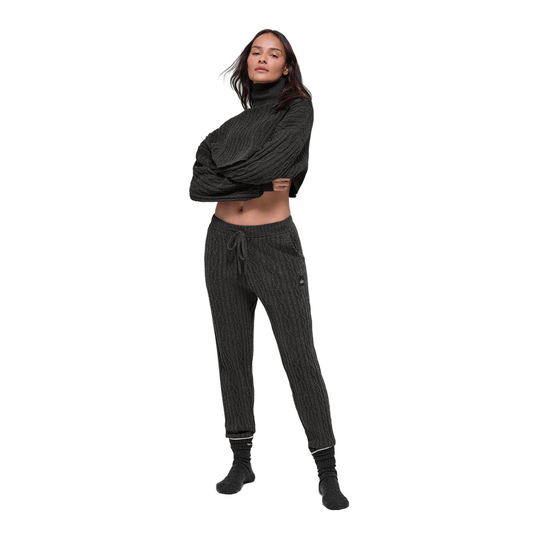 alo Cable Knit Winter Bliss Pant - Dark Heather Grey by Alo Yoga