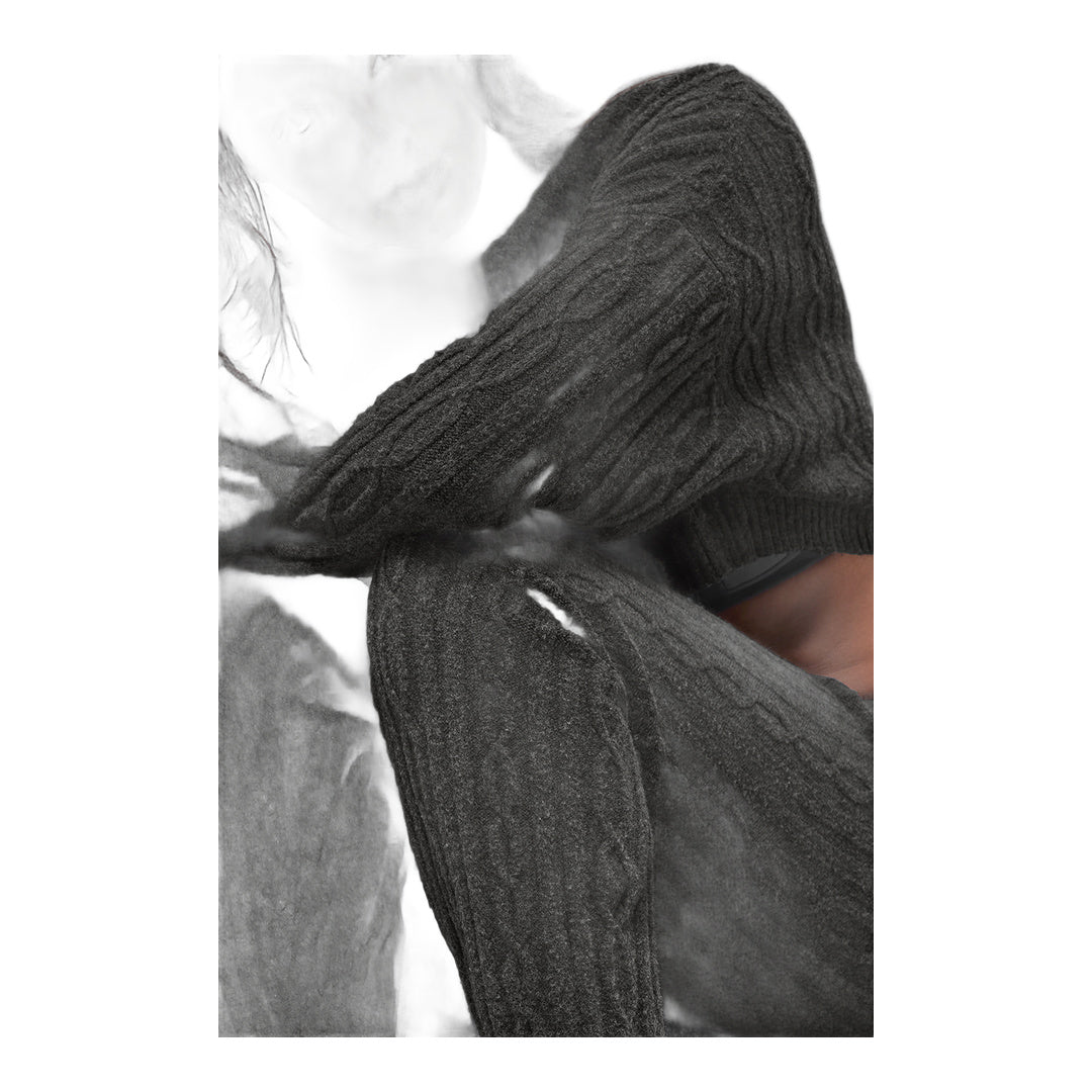 alo Cable Knit Winter Bliss Pant - Dark Heather Grey by Alo Yoga