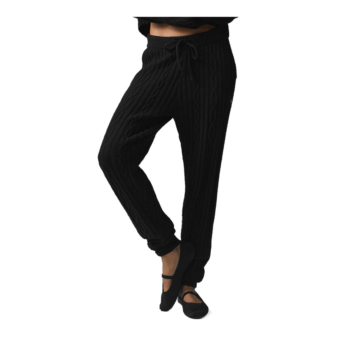 alo Cable Knit Winter Bliss Pant - Black by Alo Yoga