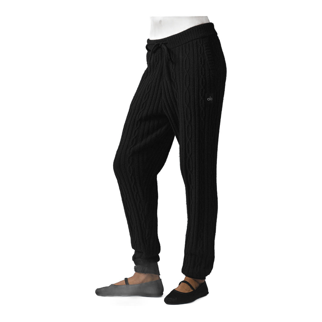 alo Cable Knit Winter Bliss Pant - Black by Alo Yoga