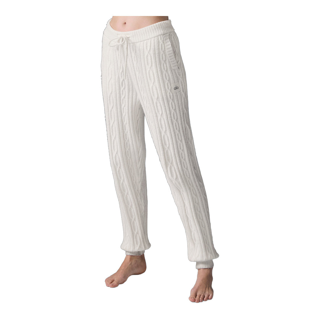 alo Cable Knit Winter Bliss Pant - Ivory by Alo Yoga