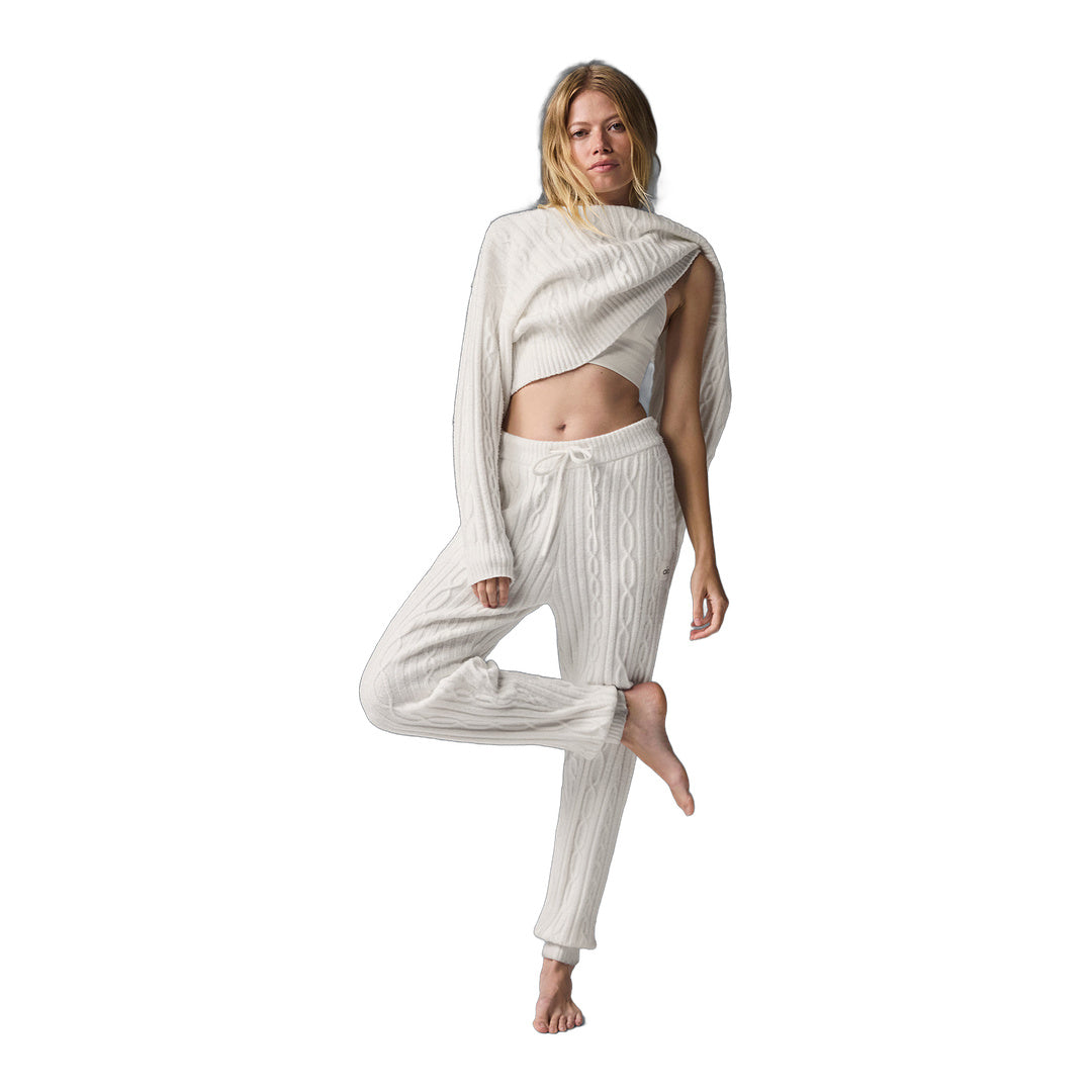 alo Cable Knit Winter Bliss Pant - Ivory by Alo Yoga