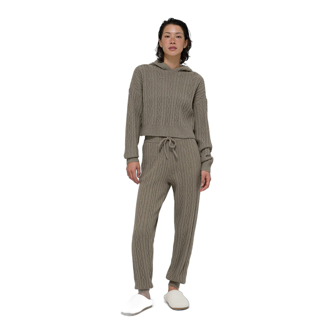 alo Cable Knit Winter Bliss Pant - Light Cocoa by Alo Yoga