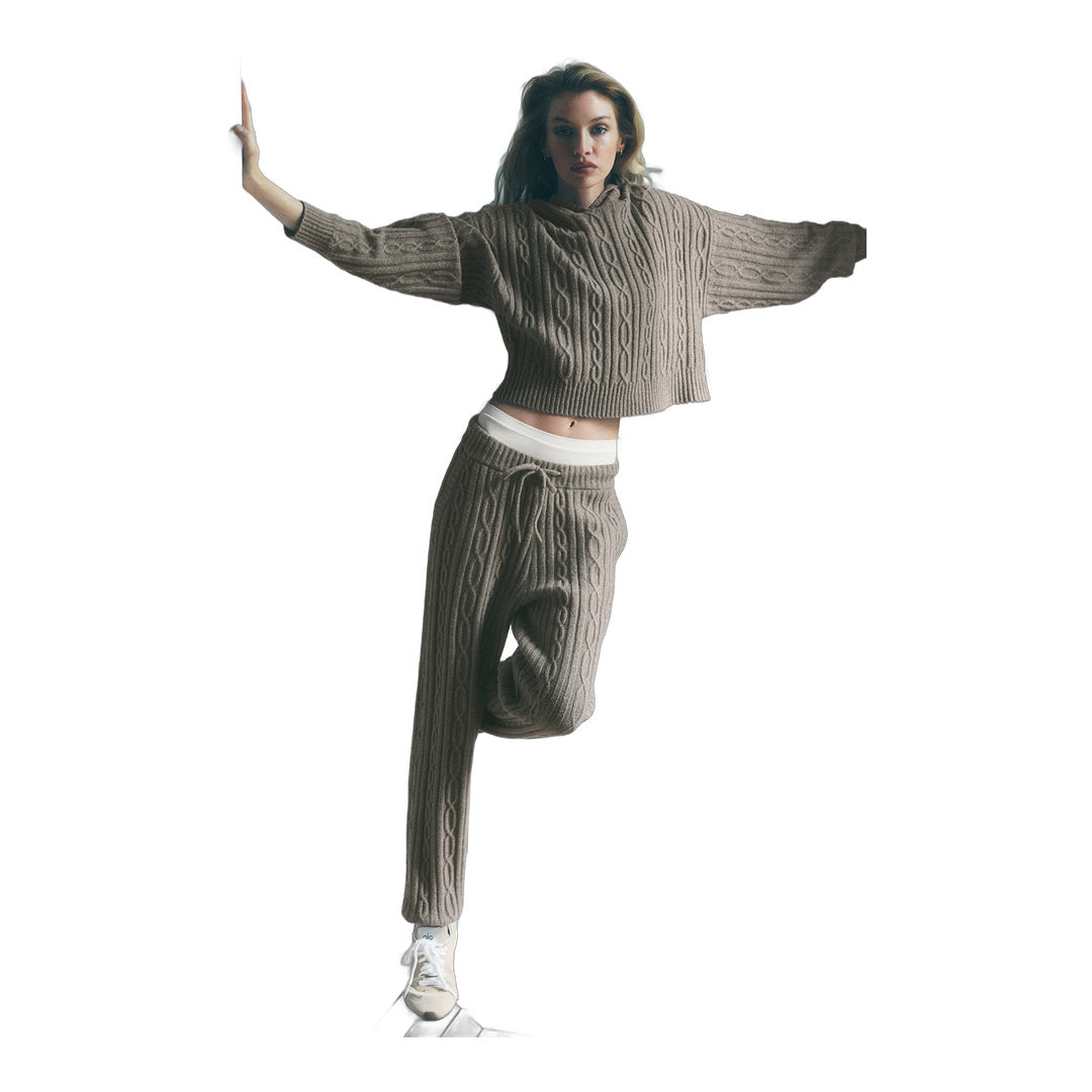 alo Cable Knit Winter Bliss Pant - Light Cocoa by Alo Yoga