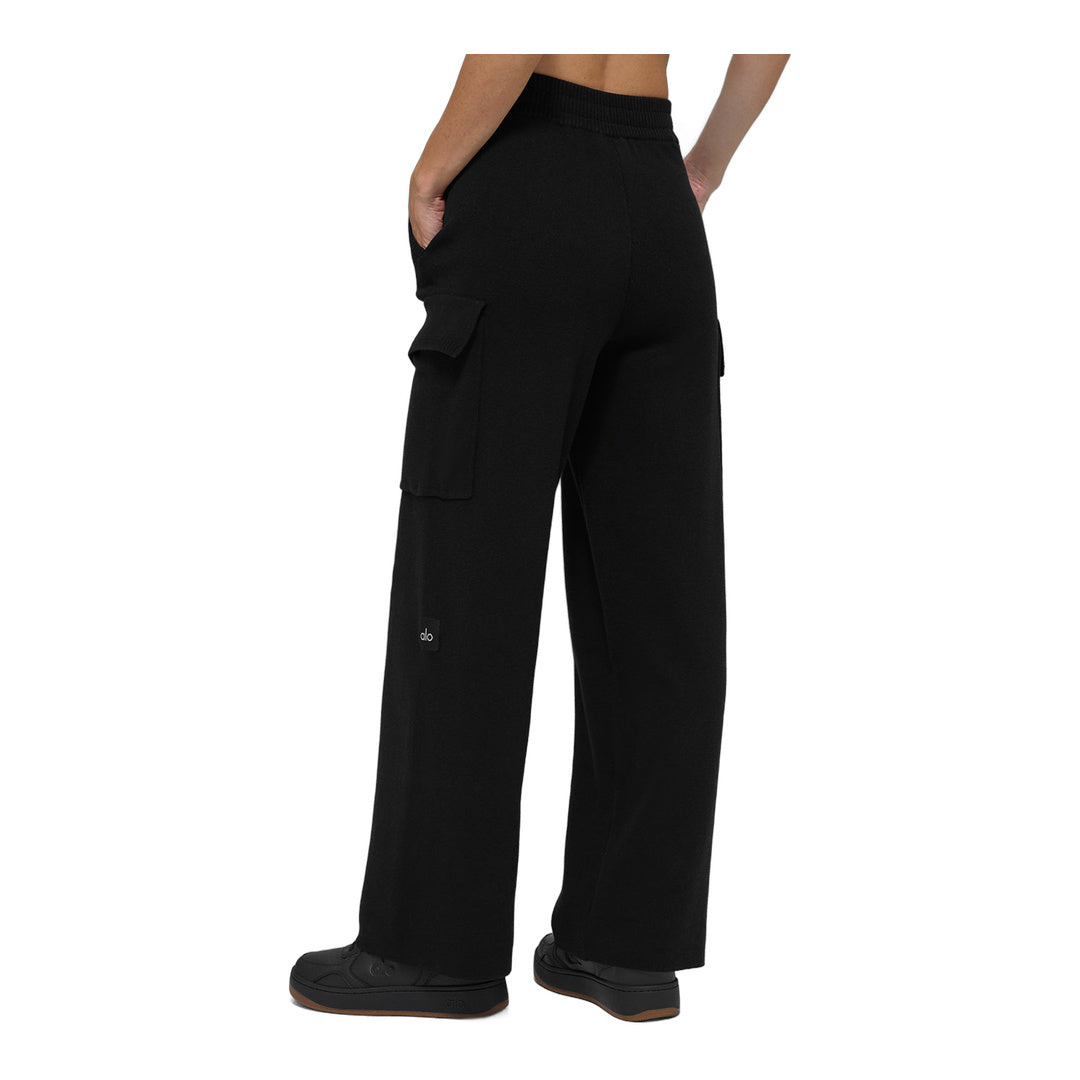 alo Scholar Knit High-Waist Cargo Pant - Black by Alo Yoga