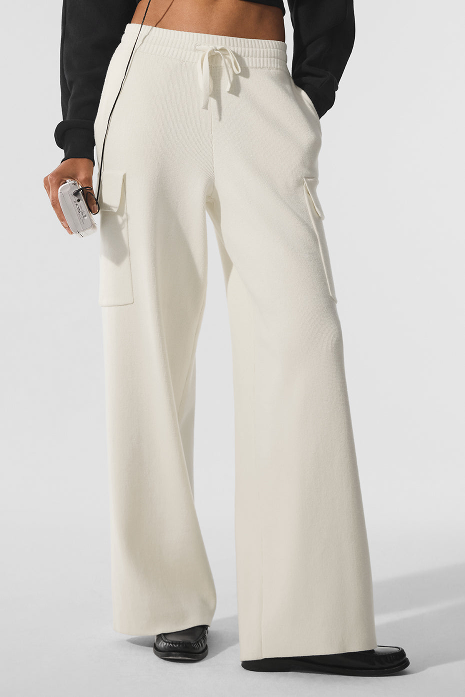 Scholar Knit High-Waist Cargo Pant - Ivory (W51400R)